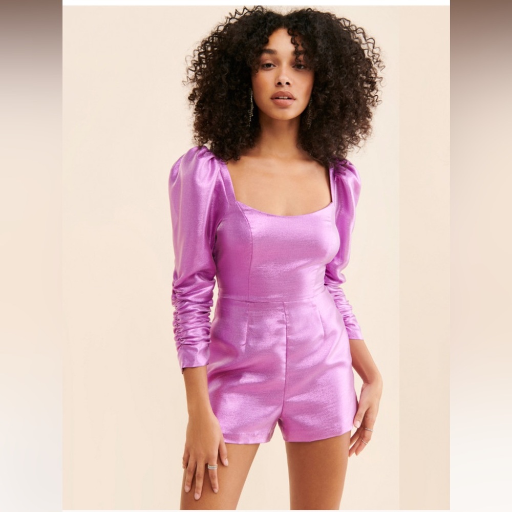 Hutch Purple Puff Sleeve Romper - Picture 2 of 4
